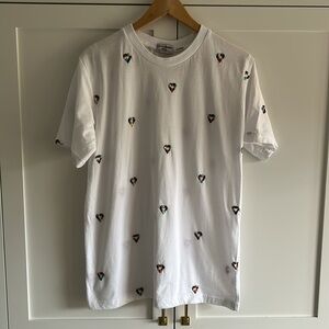 Eight Avenue White T-Shirt with Heart Pride Pattern Cotton blend Size Medium